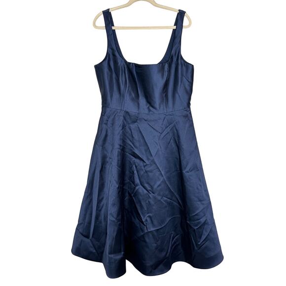 Dessy Collection NWT Square Neck Satin Midi Dress Full Skirt Pockets Formal 18 - Picture 3 of 10